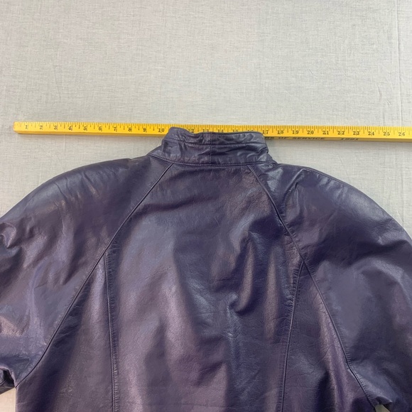 Vintage Danier sport leather coat 90s purple size medium Moto style - Picture 15 of 15